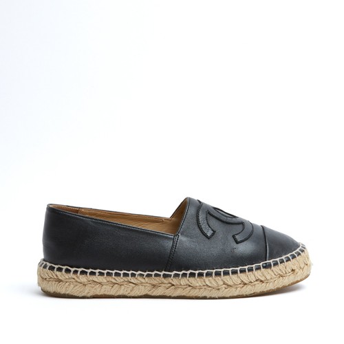 Chanel espadrilles cuir noir - chanel,