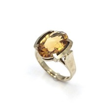 Bague en or jaune 8 carats ovale 3,7 ct citrine or 333 bijoux vintage pour...