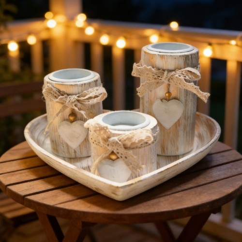 Bougeoir bois blanc - blanc, en