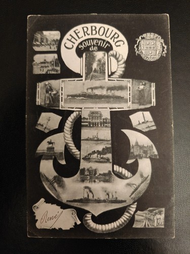 Cpa souvenir de - de, cherbourg