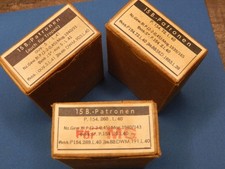 3 boites vides de 15 B-PATRONEN incendiaire explosive ,tropen,MG, (MAUSER 98K)