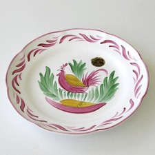 Assiette décorative Faïence d'Art Clamecy décorée main - Oiseau 23.5 cm