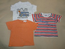Lot de 3 t-shirts d'été manches courtes bébé garçon 6 mois Petit bateau Kiabi BE