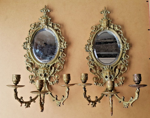 Paire appliques miroir en - miroir,