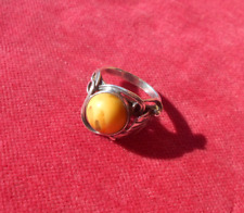 Une Bague Ancienne de Style Art Nouveau - Argent & Ambre Jaune  !