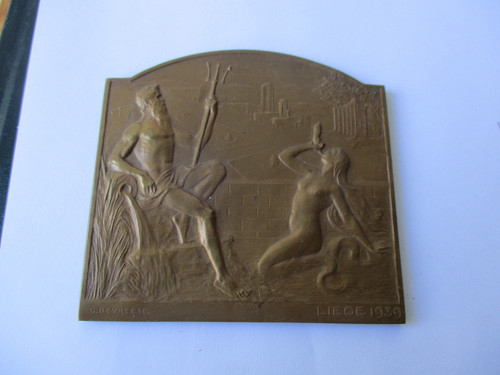 Plaque bronze liège 1939 - bronze,