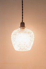 Lustre Suspension Vintage Globe en Verre Moulé Lampe Plafonnier Rétro Art Déco