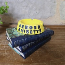 Ancien cendrier bistrot rond de couleur jaune BERGER ANISETTE objet publicitaire