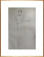 SUPERBE DESSIN DE MODE FEMININE VINTAGE 1980 DLG CLAUDE MONTANA / MUGLER (15)