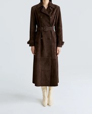 Manteau en cuir daim marron