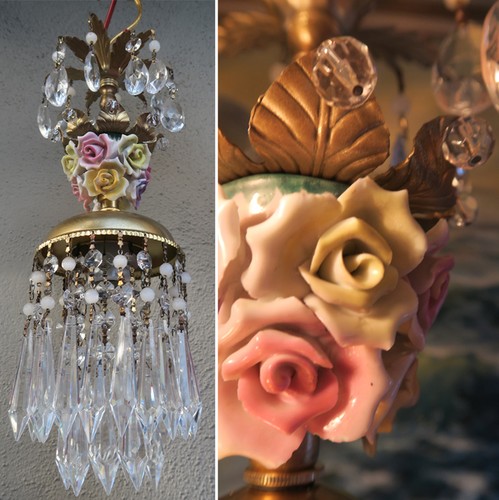 Porcelain rose brass tole - 1,