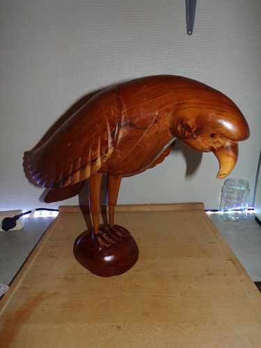 Oiseau sculpté bois gros - oiseau, en