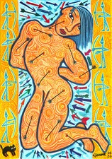 Jean CHANOIR- Saint Sébastien-80x40cm-acrylique sur toile/ art singulier/