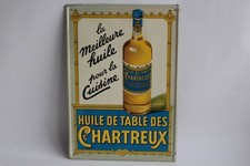 Plaque publicitaire tôle Huile de table des Chartreux Belgique (61319)