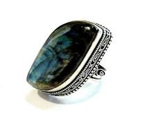 Bijou argent 925 bague pierre labradorite taille 54 ring 