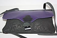 Petit Sac Artisanal  Motifs Reliefs Cuir Souple Bandoulière Fine TBE