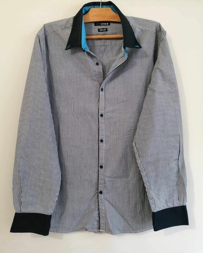 Chemise bleue rayures - chemise, coton