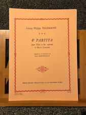 Telemann 6e Partita partition flûte a bec et basse continue éditions Leduc