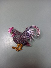 superbe broche coq  métal