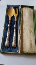 Couvert de service à salade Art Nouveau, 2 pièces, argent fourré