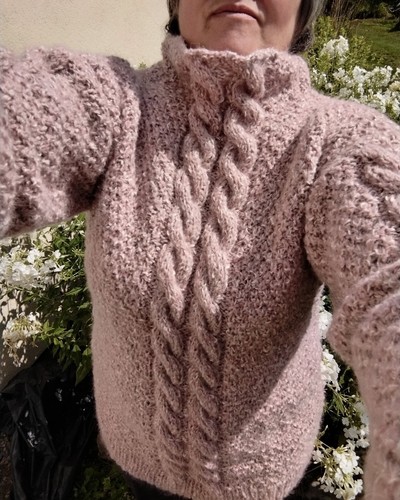 Pull femme rose tricot - rose, laine