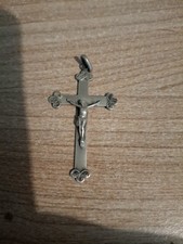 Pendentif Crucifix 43mmX24mm Argent Ancien