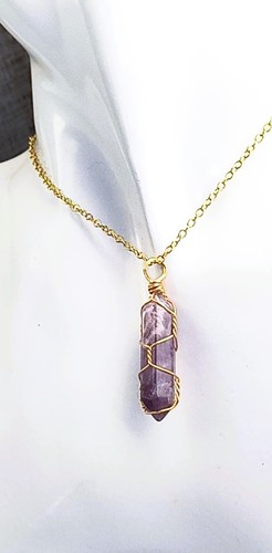 Collier pendentif améthyste - collier,