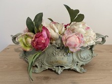 GRANDE JARDINIERE ANCIENNE EN FONTE FIN XIXème vert pastel