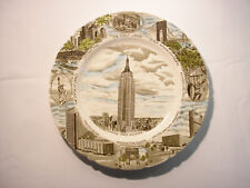 Assiette en faïence Empire Stade Building New York vintage 1950 Johnson Bros