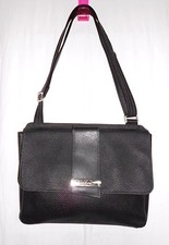 TEXIER  sac besace organiseur noir aspect grainé TBE