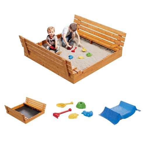 Bac sable bois avec banc - sable, en