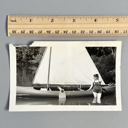 Vtg 1930s photo woman swimsuit - 1930s,