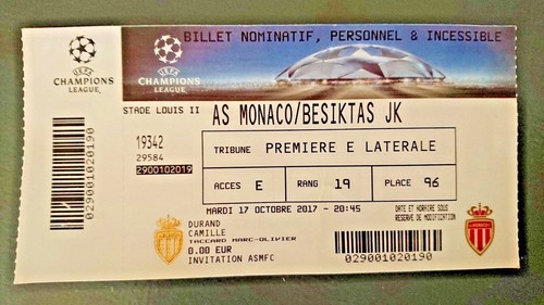 Monaco besiktas ticket 2017 - besiktas,