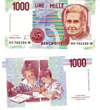 Italie ITALY ITALIA Billet 1000 LIRE 1990 P114a MONTESSORI NEUF UNC