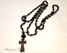 Grand chapelet rosaire corozo souvenir Lourdes crucifix croix XIXème siècle