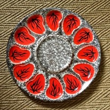 French Mid Cent Bright QUIMPER Majolica OYSTER PLATTER SERVING TRAY DISH 12dwell