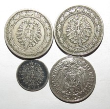 Lot de 4 pièces allemandes – 20 & 25 Pfennig (1874–1911) ALLEMAGNE GERMANY