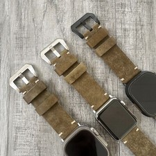 Luxe Cuir Vert Bracelet Montre pour Apple Ultra 49mm – Épais Rugueux Bande