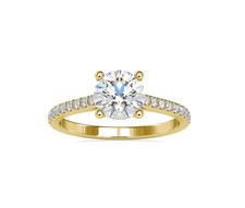 Bague ronde 2 carats avec accents de diamants cultivés en laboratoire pour...