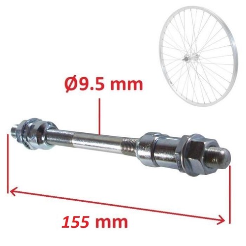 Axe roue velo 5mm - roue, 155mm