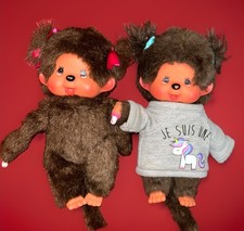 Lot 2 Peluches Doudou Kiki Monchhichi Je Suis Une Licorne Et Nu Hauteur 19 Cm