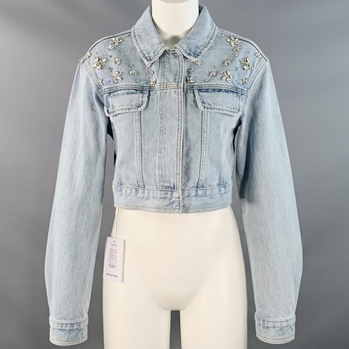 Veste jean croppée en - jean,