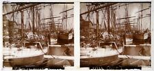 Bretagne.Saint-Malo.Les Morutiers.Bâteaux.Pêcheurs.Stereo sur Verre.6X13cm.1900.