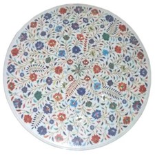 24 " Rond Marbre Blanc Café