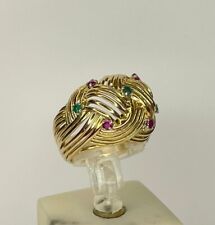 Belle Bague Dôme en Or Jaune 18K / Pierres de couleurs / Réf MP2498