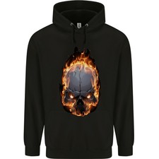 Hoodie Pour Hommes En Coton 80% Avec Crâne En Feu