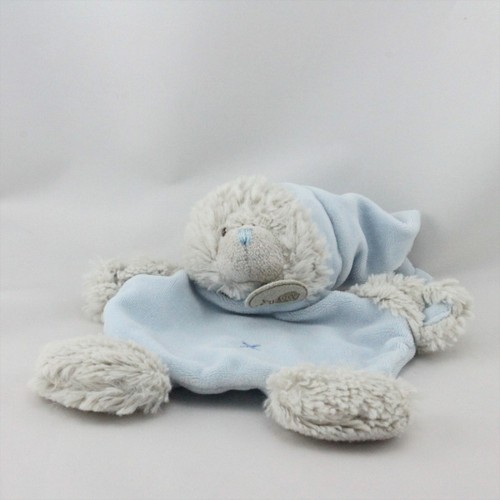 Doudou plat ours gris - , bleu