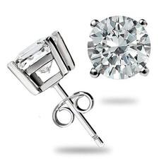 2.0 CT Brillant Rond Coupe Imitation Diamant Oreilles 14k or Blanc Clous Cadeau
