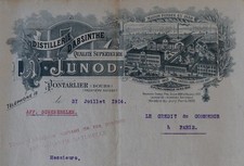 Facture 1914 Absinthe JUNOD PONTARLIER Doubs 121