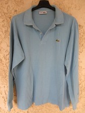 Polo LACOSTE Devanlay bleu clair made in France coton manches longues XL